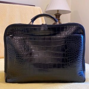 FURLA authentic brown croc embossed leather briefcase
